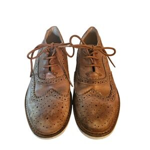 Kenneth Cole New York Kids Cognac Leather Wing Brogue Oxford Shoes Size 3